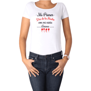 Polera mujer Mi primer día de la madre con mi nieta Calambur blanco