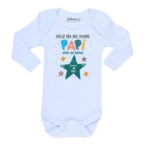 Body Feliz Día del Padre Papi Héroe Calambur blanco