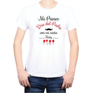 Polera hombre mi primer día del padre con mi nieta Calambur blanco