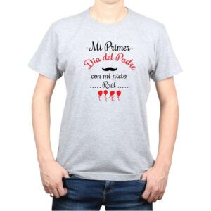 Polera hombre mi primer día del padre con mi nieto Calambur gris