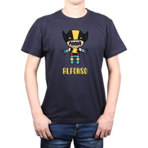 Polera hombre Superhéroe Figura Personalizada Nombre Personalizado Calambur azul marino