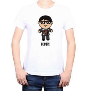 Polera hombre Superhéroe Figura Personalizada Nombre Personalizado Calambur blanco