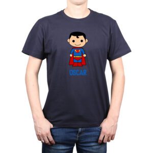 Polera hombre Superhéroe Figura Personalizada Nombre Personalizado 2 Calambur azul marino