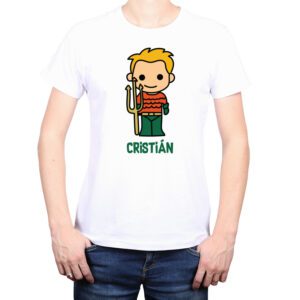 Polera hombre Superhéroe Figura Personalizada Nombre Personalizado 2 Calambur blanco